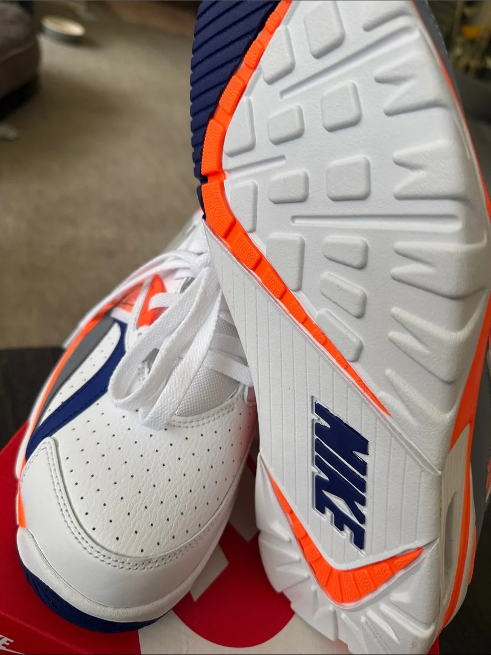 Men’s White and Orange Athletic Sneakers - Lightweight Sports Shoes